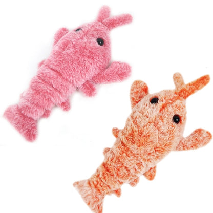 35cm Electric Jumping Shrimp USB Charging Simulation Lobster Funny Cat Plush Toy, Jumping Shrimp