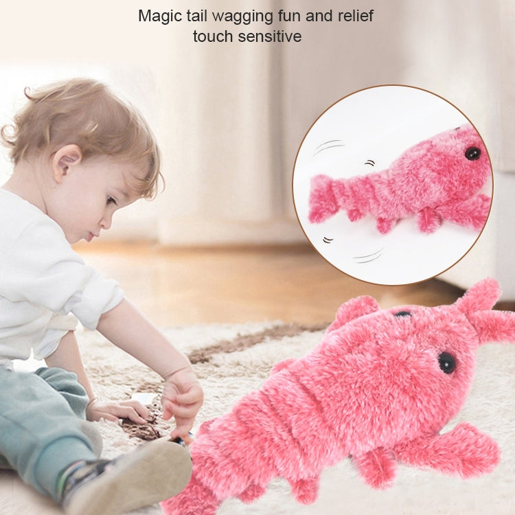 35cm Electric Jumping Shrimp USB Charging Simulation Lobster Funny Cat Plush Toy, Jumping Shrimp