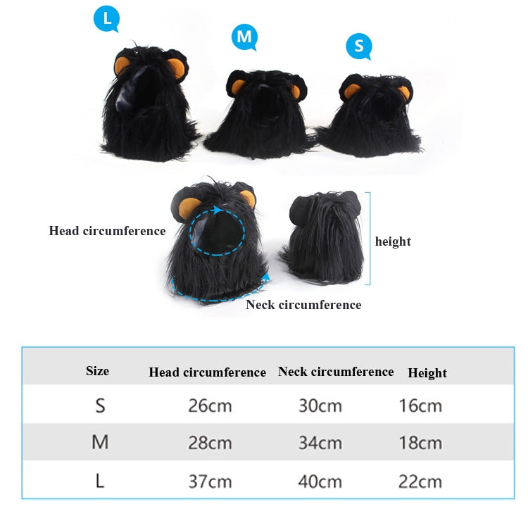 Pet Dog Cat Imitation Lion Headgear Headdress Wig Hat, S, L