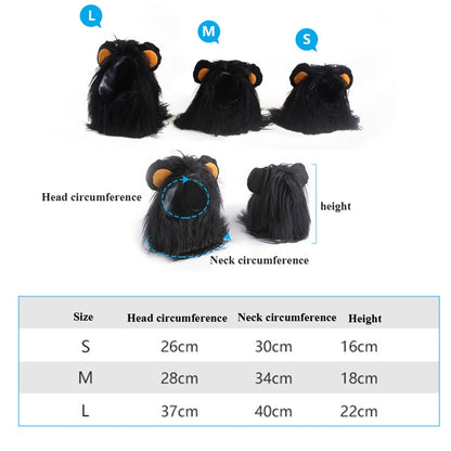 Pet Dog Cat Imitation Lion Headgear Headdress Wig Hat, S, L