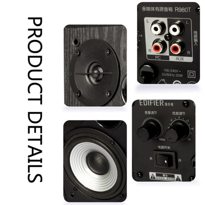 Edifier R980T Computer Wooden Speaker, US Plug, R980T Black