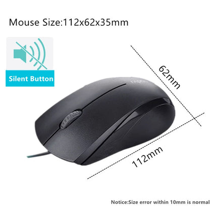 Rapoo N1600 1000 DPI 3 Keys Office Business Silent Wired Mouse, Cable Length: 1.5m
