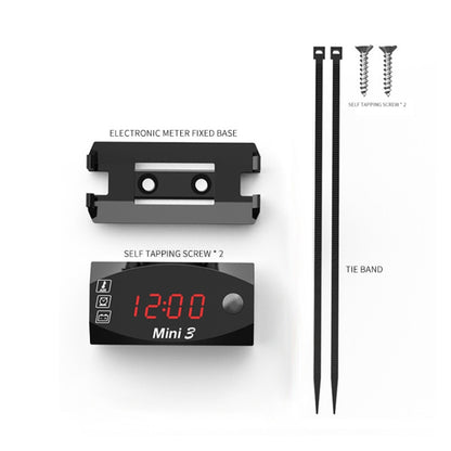 Voltage Clock And Temperature 3 In 1 LED Electronic Meter Large-Screen Digital Display Waterproof And Dustproof Voltmeter, 3 In 1 LED Blue Light, 3 In 1 LED Red Light, 3 In 1 LED White Light, 3 In 1 LED Green Light