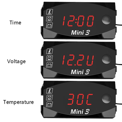 Voltage Clock And Temperature 3 In 1 LED Electronic Meter Large-Screen Digital Display Waterproof And Dustproof Voltmeter, 3 In 1 LED Blue Light, 3 In 1 LED Red Light, 3 In 1 LED White Light, 3 In 1 LED Green Light