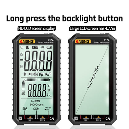 ANENG 620A Full Screen Smart Digital Multimeter, Black, Red