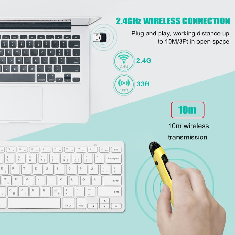 PR-A19 2.4GHz Wireless Charging Bluetooth Mouse Pen Type Shining Quiet Mouse, Yellow, Red, Purple, Green, Blue, Silver Gray