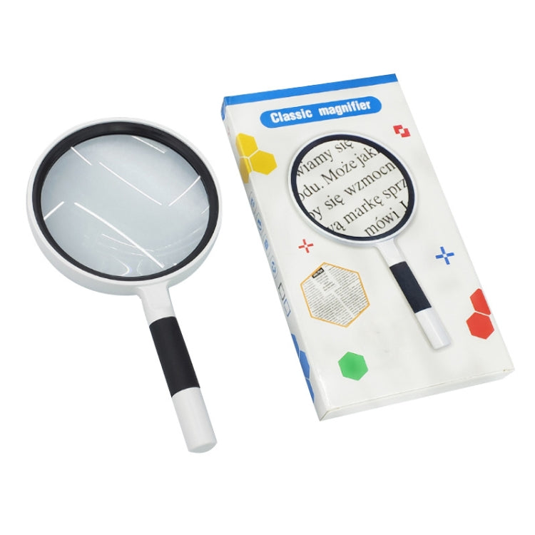 Hand-Held Reading Magnifier Glass Lens Anti-Skid Handle Old Man Reading Repair Identification Magnifying Glass, 37mm 16 Times (Black White), 37mm 16 Times (Blue White), 50mm 7 Times (Black White), 50mm 7 Times (Blue White), 65mm 6 Times (Black White)