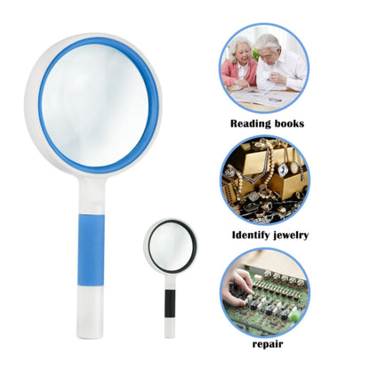 Hand-Held Reading Magnifier Glass Lens Anti-Skid Handle Old Man Reading Repair Identification Magnifying Glass, 37mm 16 Times (Black White), 37mm 16 Times (Blue White), 50mm 7 Times (Black White), 50mm 7 Times (Blue White), 65mm 6 Times (Black White)