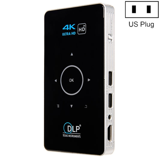 C6 1G+8G Android System Intelligent DLP HD Mini Projector Portable Home Mobile Phone Projector，, US Plug  (Black), EU Plug (Black), UK Plug (Black), AU Plug (Black), US Plug (White), AU Plug (White)