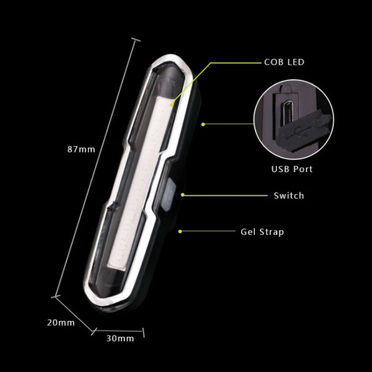 Bicycle Light USB Charging LED Warning Light Night Riding COB Tail Light, Specification:, 7505C Red White Blue Light, 7505A Single Red Light, 7505B Red White Light, 7505 Red Blue Light