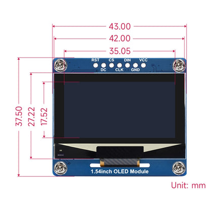 Waveshare 1.54 Inch OLED Display Module, 128×64 Resolution, SPI / I2C Communication