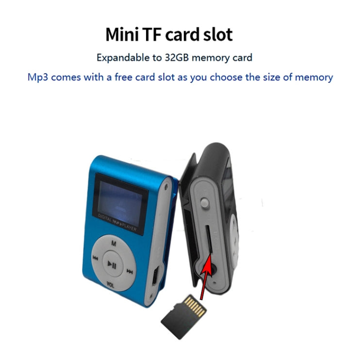 Mini Lavalier Metal MP3 Music Player with Screen, With 512M Memory Card