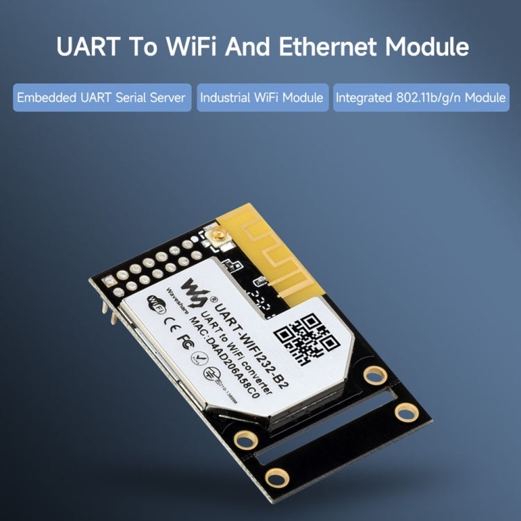 Waveshare 25116 UART to WiFi And Ethernet Module, Integrated 802.11b/g/n Module, 25116