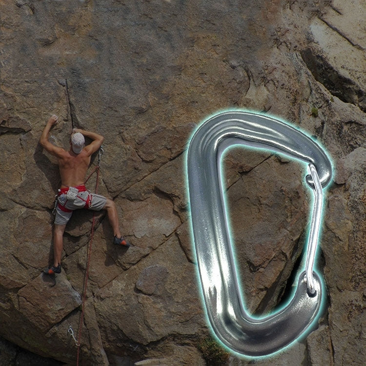 AD802U 8cm Aluminum Alloy Mountaineering D-Shaped Spring Safety Hook, Color Random Delivery, AD802U