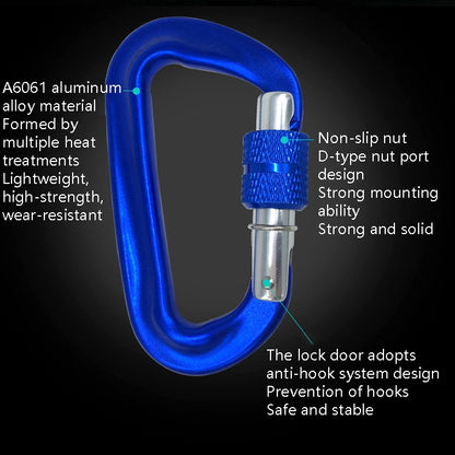 AD802N 8cm Aluminum Alloy Mountaineering Buckle D-Shaped Backpack Climbing Outdoor Hammock Safety Buckle, Color Random Delivery, AD802N