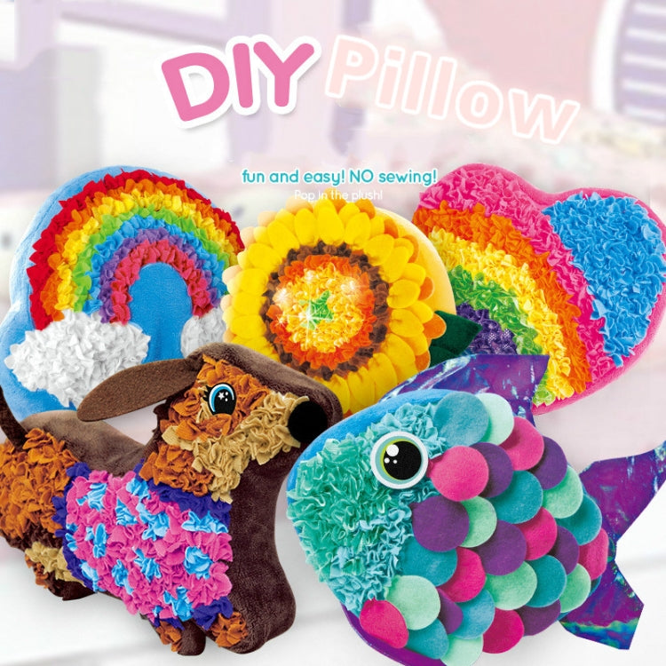 DIY Plush Pillow Toy Three-Dimensional Handmade Doll Material Package, Fairy Fish, Rainbow Cloud, Sausage Dog, Sunflower, Rainbow Heart