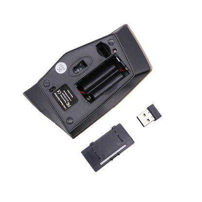 M-189 2.4GHz 6 Keys 2.4G Wireless Cool Game Mouse, Golden, Black