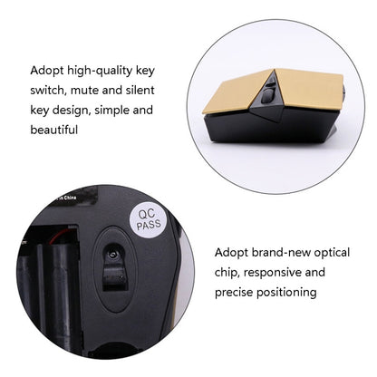 M-189 2.4GHz 6 Keys 2.4G Wireless Cool Game Mouse, Golden, Black