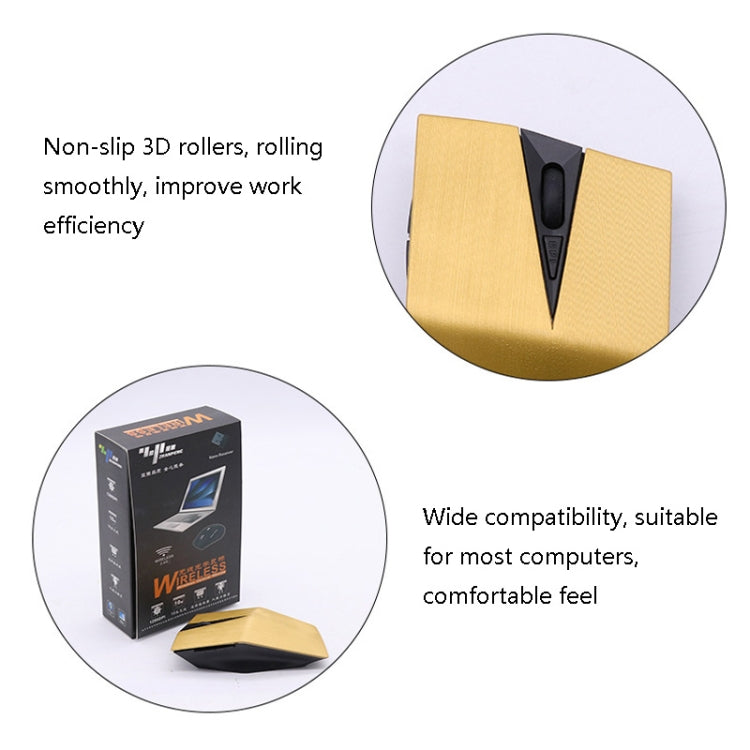 M-189 2.4GHz 6 Keys 2.4G Wireless Cool Game Mouse, Golden, Black
