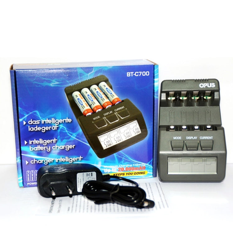 OPUS Smart Battery Charger Multifunctional Measuring Internal Resistance Backlight Charger, EU Plug, BT-C700