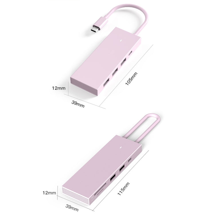 Blueendless 4K60Hz + Data Port Type-C Docking Station USB3.0 Splitter, 7-in-1 Card Reading Gray, 7-in-1 Card Reading Blue, 7-in-1 Card Reading Pink, 6-in-1 Gray, 6-in-1 Blue, 6-in-1 Pink