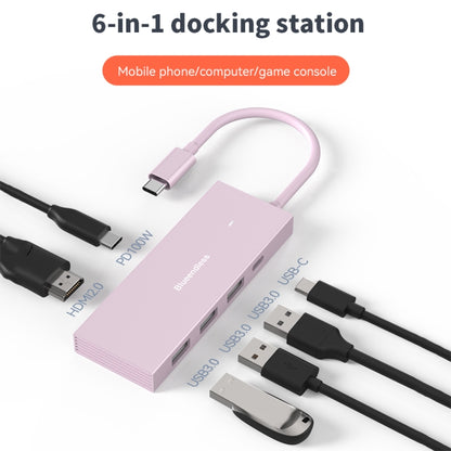 Blueendless 4K60Hz + Data Port Type-C Docking Station USB3.0 Splitter, 7-in-1 Card Reading Gray, 7-in-1 Card Reading Blue, 7-in-1 Card Reading Pink, 6-in-1 Gray, 6-in-1 Blue, 6-in-1 Pink