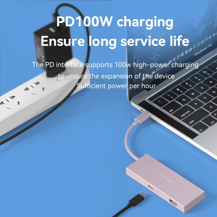 Blueendless 4K60Hz + Data Port Type-C Docking Station USB3.0 Splitter, 7-in-1 Card Reading Gray, 7-in-1 Card Reading Blue, 7-in-1 Card Reading Pink, 6-in-1 Gray, 6-in-1 Blue, 6-in-1 Pink