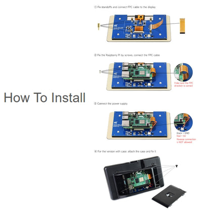 Waveshare 7 inch 800×480 IPS Capacitive Touch Display, DSI Interface, 5-Point Touch, without Case, with Case