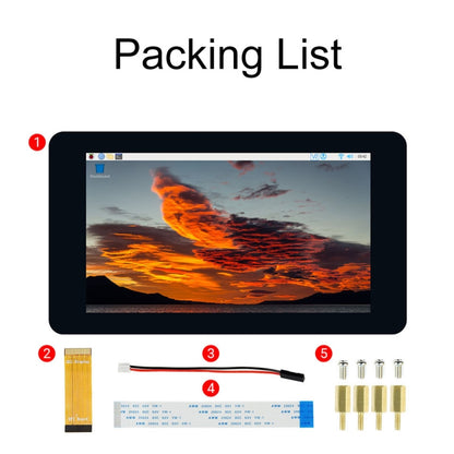 Waveshare 7 inch 800×480 IPS Capacitive Touch Display, DSI Interface, 5-Point Touch, without Case, with Case