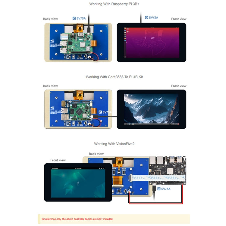 Waveshare 7 inch 800×480 IPS Capacitive Touch Display, DSI Interface, 5-Point Touch, without Case, with Case