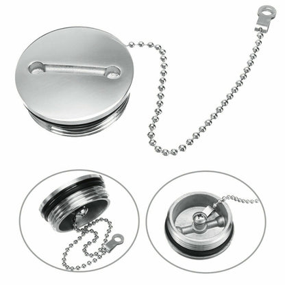 38mm Stainless Steel Boat Deck Fill Filler Replacement Cap + Chain Boat Replacement Accessories, Cap + Chain
