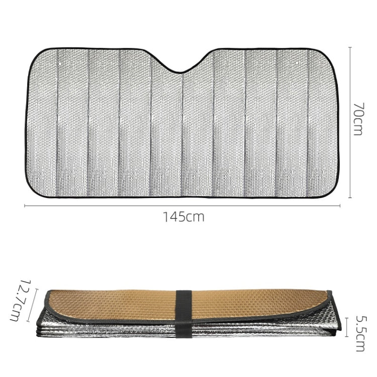 Aluminum Foil Five-Layer Thickening Car Sunscreen Heat Insulation Sun Visor, 145x70cm Gold, 145x70cm Silver, 145x70cm Blue