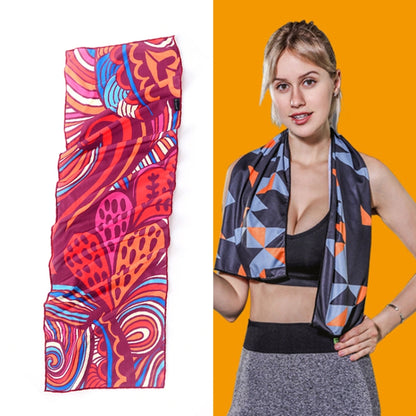 Gym Sports Cold Feeling Sweat-Absorbent Quick-Drying Cold Towel, Quick-Drying Towel, Size: 100 x 30cm(Music Festival), Quick-Drying Towel, Size: 100 x 30cm(Fire), Quick-Drying Towel, Size: 100 x 30cm(Geometric Triangle)
