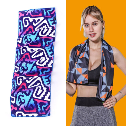 Gym Sports Cold Feeling Sweat-Absorbent Quick-Drying Cold Towel, Quick-Drying Towel, Size: 100 x 30cm(Music Festival), Quick-Drying Towel, Size: 100 x 30cm(Fire), Quick-Drying Towel, Size: 100 x 30cm(Geometric Triangle)