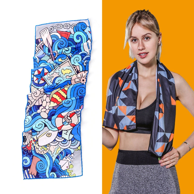 Gym Sports Cold Feeling Sweat-Absorbent Quick-Drying Cold Towel, Quick-Drying Towel, Size: 100 x 30cm(Music Festival), Quick-Drying Towel, Size: 100 x 30cm(Fire), Quick-Drying Towel, Size: 100 x 30cm(Geometric Triangle)
