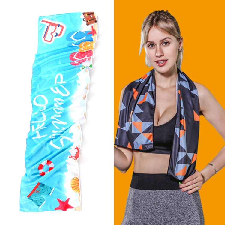 Gym Sports Cold Feeling Sweat-Absorbent Quick-Drying Cold Towel, Quick-Drying Towel, Size: 100 x 30cm(Music Festival), Quick-Drying Towel, Size: 100 x 30cm(Fire), Quick-Drying Towel, Size: 100 x 30cm(Geometric Triangle)