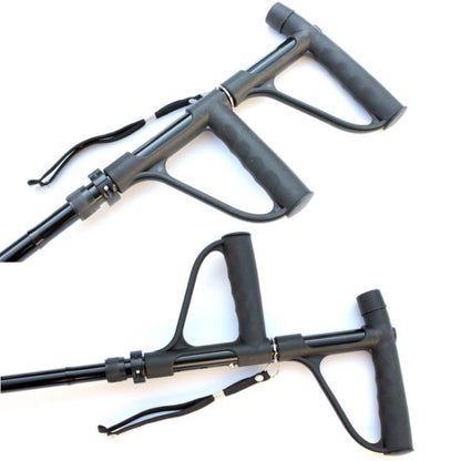 Multifunctional Folding Double-Handle Elderly Crutches Aluminum Alloy Elderly Power-Assisted Walking Sticks Four-Legged Walking Sticks With Lights, 86-98cm
