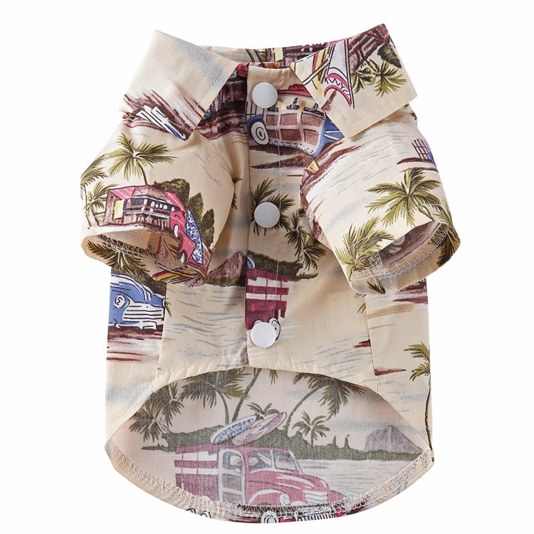 Pet Beach Shirt Dog Print Spring And Summer Clothes, S, M, L, XL