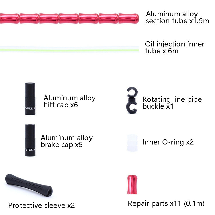 TRLREQ Mountain Road Bicycle Aluminum Alloy Brake Outer Tube Oil-Filled Fish Bone Line Tube, 1.9m Red, 1.9m Purple, 1.9m Green, 1.9m Blue, 1.9m Black, 1.9m Golden, 1.9m Silver, 1.9m Blue Golden, 1.9m Black Green, 1.9m Black Red