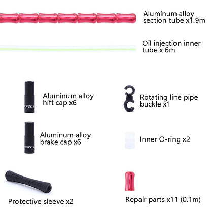 TRLREQ Mountain Road Bicycle Aluminum Alloy Brake Outer Tube Oil-Filled Fish Bone Line Tube, 1.9m Red, 1.9m Purple, 1.9m Green, 1.9m Blue, 1.9m Black, 1.9m Golden, 1.9m Silver, 1.9m Blue Golden, 1.9m Black Green, 1.9m Black Red
