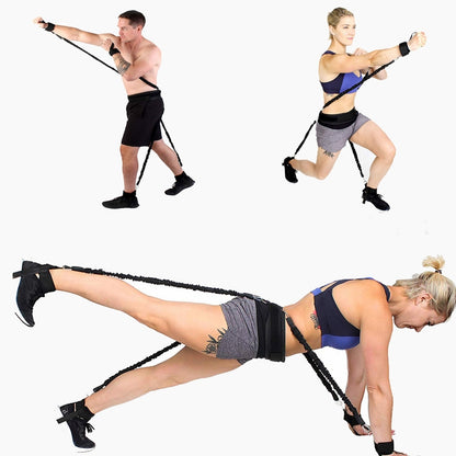 Bounce Trainer Fitness Resistance Band Boxing Suit Latex Tube Tension Rope Leg Waist Trainer, 60 Pounds, 80 Pounds, 100 Pounds, 120 Pounds, 140 Pounds, 150 Pounds