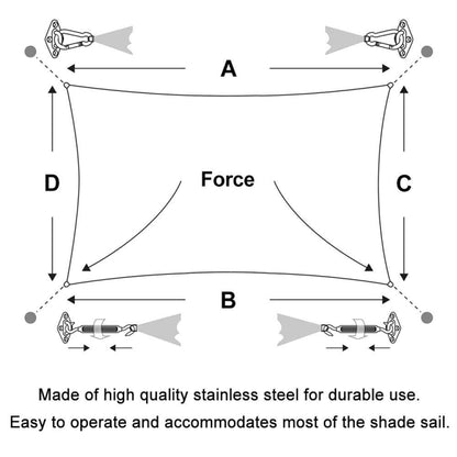 Outdoor Rectangle Shade Sail 304 Stainless Steel Accessories Outdoor Shade Flower Basket Screws Diamond Door Buckle, 24 PCS / M5 Set