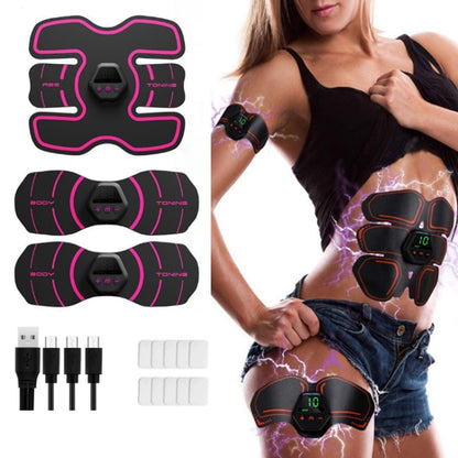 EMS Portable Abdomen Device Electric Abdominal Muscle Stickers with LCD Screen Display, EMS Muscle Stickers (Orange Red), EMS Muscle Stickers (Blue Line), EMS Muscle Stickers (Blue Point), EMS Muscle Stickers (Pink)