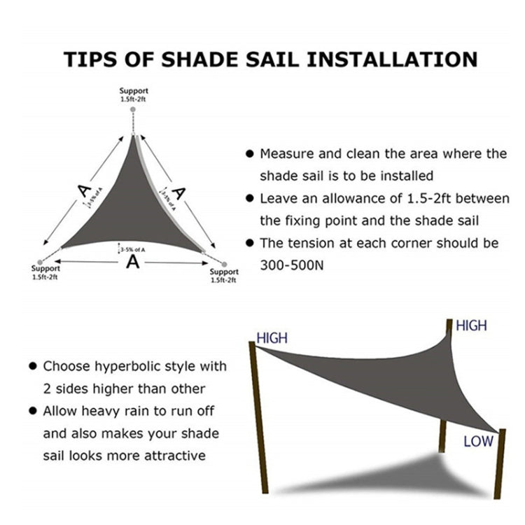 Triangle Outdoor Garden Sunshade Sail Waterproof Anti-UV Canopy, Size: 3m x 3m x 3m, 3m x 3m x 3m