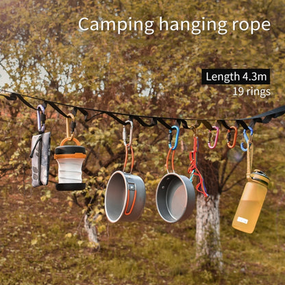 Outdoor Camping Tents Storage Clothesline 19 Ring Wild Camp Straps Lanyard, Length: 4.3m