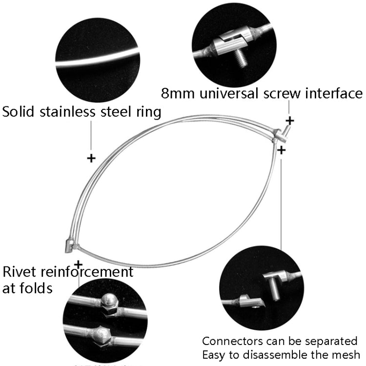 Foldable Stainless Steel Dip Net Head Fishing Net, Solid 40cm Big Mesh, Solid 45cm Big Mesh, Solid 50cm Big Mesh