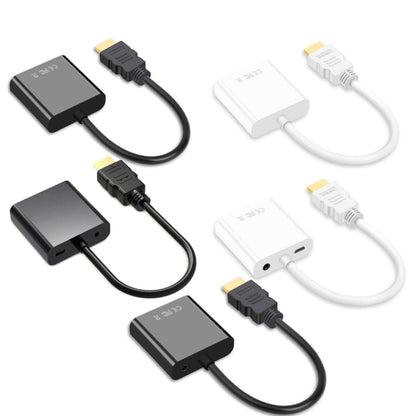 2 PCS Jasoz 1080P HDMI To VGA Converter Oxygen-Free Copper Core, Black, White, With Audio Power Supply (Black), With Audio Power Supply (White), With Audio (Black)