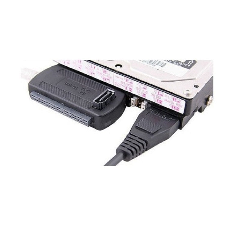 YP009 Three-Purpose USB to IDE/SATA Easy Drive Cable Hard Disk Drive Data Cable with Power Supply, US Plug Set, EU Plug Set, UK Plug Set