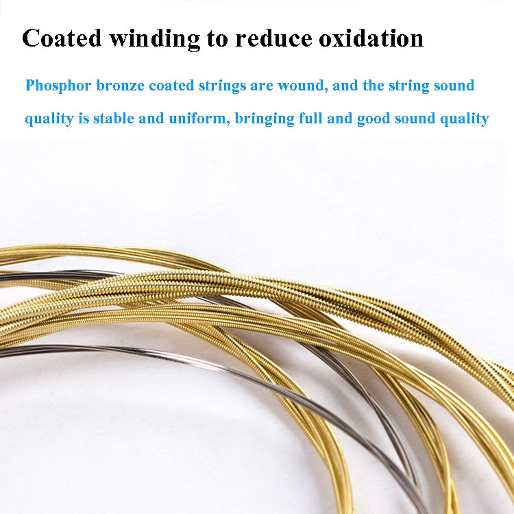 1 Set Folk Guitar Brass Strings Acoustic Guitar Set Strings 1-6, Red Packing 012, Yellow Packing 011