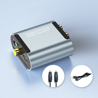 HW-25DA R/L Digital To Analog Audio Converter With 3.5mm Jack SPDIF Audio Decoder with, Fiber Optic+USB Cable, SPDIF+USB Cable